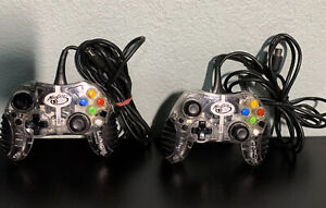 Mad Catz (4526) Macro Clear Wired Xbox Game Pad Controllers (2) Complete