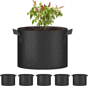 5 x Plant Grow Bags Fabric Pot Nursery Soil Bag with Handles Thickened Nonwoven - Picture 1 of 34