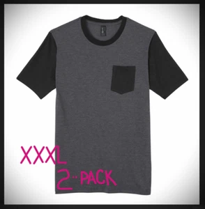 2 pack of Men's Tees w Pocket 3XL- *Black & Heather Charcoal District VIT...NEW! - Picture 1 of 2