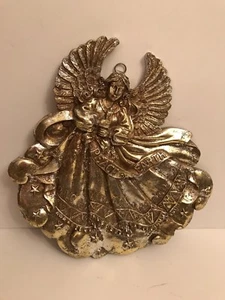 Vintage Weihnachtswand Kunst Plakette Engel halten Statue - Bild 1 von 4