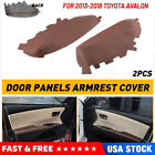 Vinyl Leather Front Door Panls Armrest Cover Fits Toyota Avalon 2013-2018 Brown