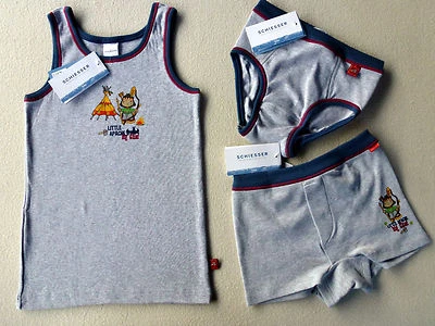 Schiesser Ragazzi Canottiera Mutandine Nuovo - Pantaloncini Indiano 104 116 128 - Immagine 1 di 3