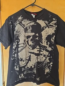 Disney Pirates Of The Caribbean Black 16/18 Boys Tee Shirt XL Kid Vintage Rare - Picture 1 of 5