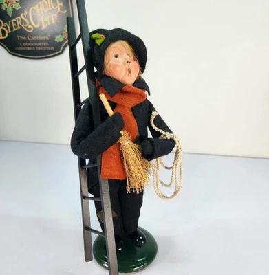 Bufanda naranja BYERS CHOICE 2008 barrido de chimenea escalera negra escoba cuerda usada en excelente estado Foto 1 de 4