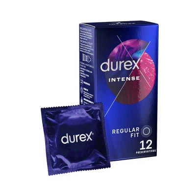 Durex Intense Orgasmic 12 Preservativos Condones estriados con gel estimulante - Imagen 1 de 3