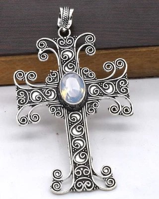 Opalit Edelstein Ethnischer Handgefertigter Kreuzanhänger Schmuck 1,4" P 4286 - Bild 1 von 4