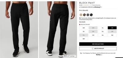 Pantalón Alo Block negro para hombre talla 31R Foto 1 de 3