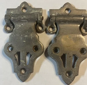 Antique Old Metal Ice Box Icebox Door Hinges 2534 Off Set Pair - Picture 1 of 12