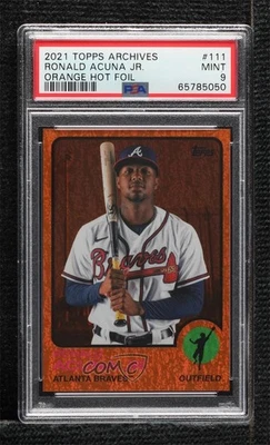 2021 Archives 1973 Topps Orange Hot Foil /15 Ronald Acuna Jr Acuña PSA 9 MINT - Image 1 of 2