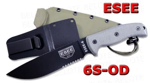 ESEE Model 6 Serrated Edge With Green Molded Sheath 6S-OD - Picture 1 of 1