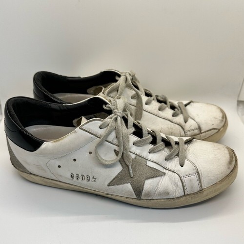 GOLDEN GOOSE Sneakers basse Gol Goose bianche nere in pelle Superstar taglia 41 USWomen's 10