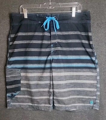 Bañador BKE SPORT Hombre 34 Board Shorts Azul y Gris Hebilla a Rayas Foto 1 de 4
