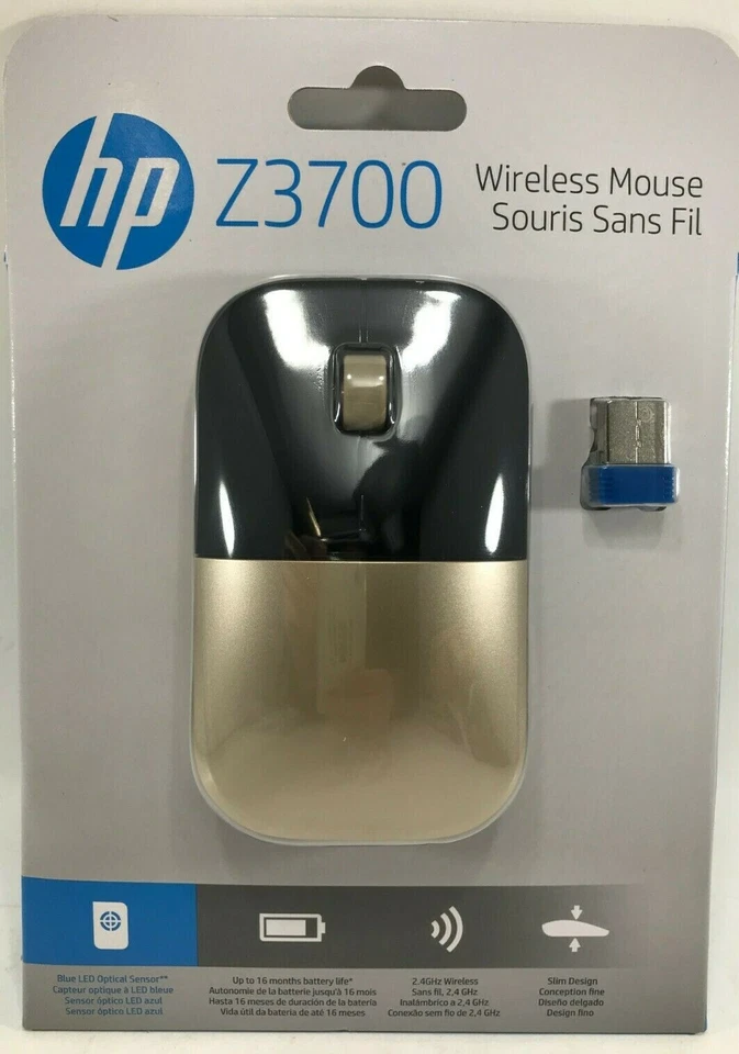 HP - X7Q43AA#ABL - Z3700 2.4GHz Wireless USB Mouse - Gold - Image 1 of 4