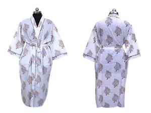 Cotton Robe New Dressing Gown Beach Robe Floral Printed Long Kimono Bathrobe USA - Picture 1 of 6