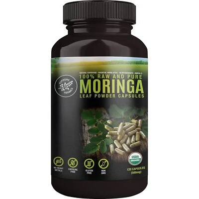 Cápsulas en polvo de hoja de Moringa 100 % cruda y pura SUPREME HERBALS. Certificado orgánico... Foto 1 de 4