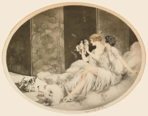 Alfombra de lona Louis Icart para dos mujeres con estampado de lona 16 x 20 - Imagen 1 de 4