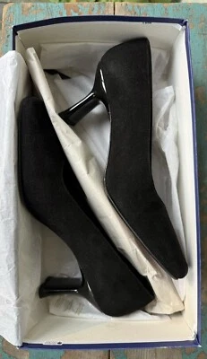 Zapatos de salón Stuart Weitzman para mujer de cuero gamuza negro talla 5,5B tacón bloque Foto 1 de 4