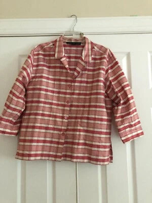 Blusa Top Josephine Chaus 100% Seda Talla M Cuadros Rosa Marfil Mujer Foto 1 de 4