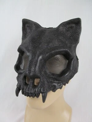 Skelton Glitter Cat Halloween Mask for Adults Evil Felion Matagot Devil Cat - Image 1 of 4