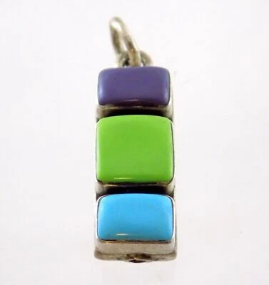 Unmarked Sterling Silver Three Faux Stone Pendant or Charm 7 Grams - Image 1 of 4