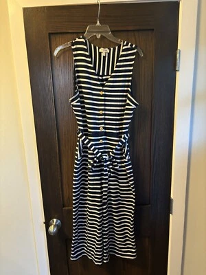 Mono Monteau Los Angeles a Rayas Pierna Ancha Azul Marino Blanco Mediano, Cinturón, Elástico Foto 1 de 4