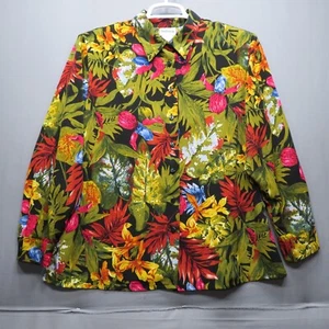 BONWORTH COLORFUL TROPICAL PRINT BUTTON FRONT WOMEN'S SHIRT TOP SIZE M PETITE - Picture 1 of 8