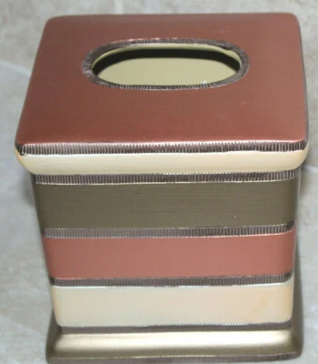 Popular Bath Contempo Stripe Tissue Box Holder ~ EUC - Изображение 1 из 2