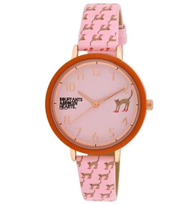 Bouffants & Broken Hearts Women's Round Case Vegan Leather Strap Watch - Picture 1 of 4