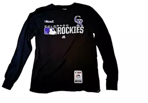 Majestic Colorado Rockies schwarz langärmeliges T-Shirt Größe Small MLB Denver - Bild 1 von 5