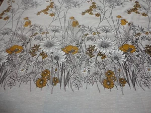 Vtg Fabric Curtain Seeded Voile Brown Floral Panel Print 2 1/2 yards 58" wide - Picture 1 of 8