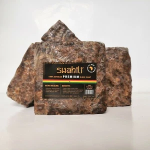 1lb Natural Raw Swahili African Black Soap from Ghana - Premium Organic Soap - Picture 1 of 3