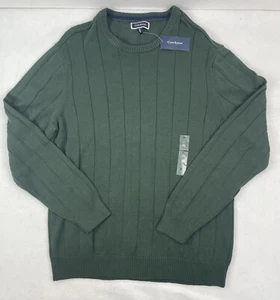Men’s Size XL Macy’s Club Room Deep Woods Green 100% Cotton Crewneck Sweater NWT - Picture 1 of 9