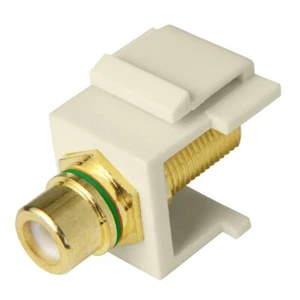 Skywalker F Female to RCA Female Keystone Jack Insert (Green Band, Almond) - Picture 1 of 5