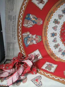 Vintage DIANNA MA Grandma's Gingerbread 2 Tree Skirt Fabric Panels VTG RARE - Picture 1 of 2