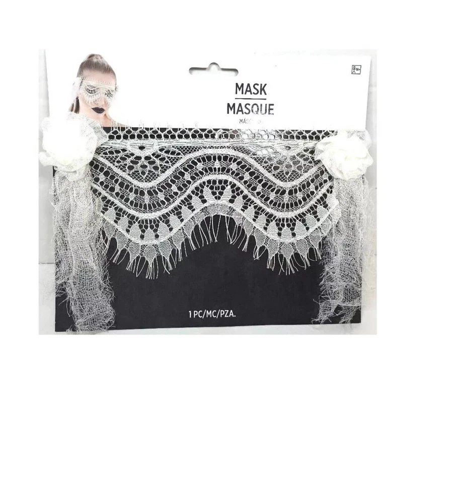 White Lace Eye Mask Suit Yourself Fancy Dress Halloween Adult Costume Accessory - Image 1 of 1