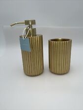 Kassatex Gold Nile Lotion Brass Bottle Bath Pump Soap Dispenser