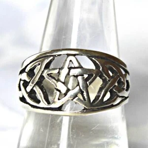 Celtic Style Pentagram 925 Silver Ring Wicca Witch Goth Pagan Goddess Reiki - Picture 1 of 6