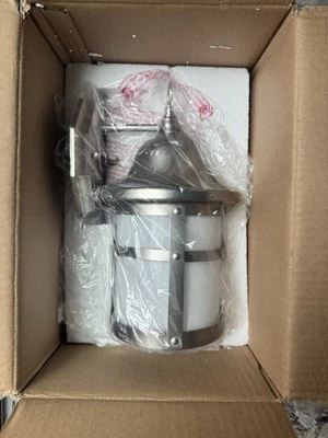 Trans Globe Pub 12' High Outdoor Wall Light in Nickel - 4580 BN - Image 1 of 2