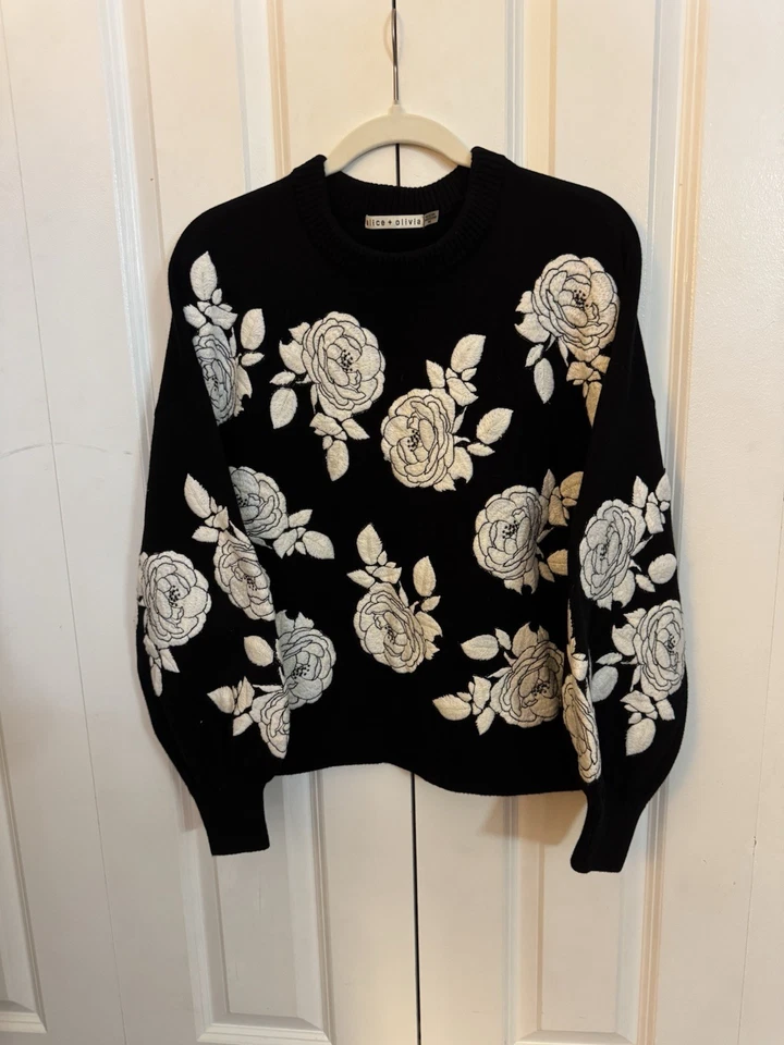This is an Alice + Olivia Carwen embroidered pullover sweater - Image 1 of 4
