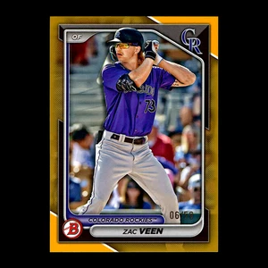 2024 Bowman Draft Zac Veen Gold Paper Border #BD-61 Colorado Rockies RC /50 - Picture 1 of 1