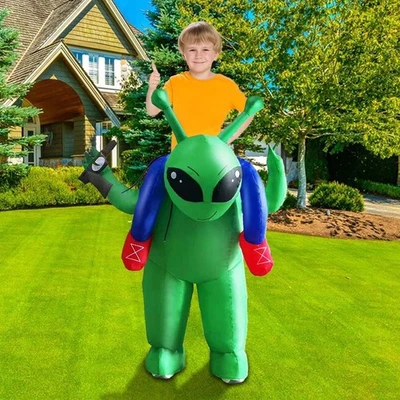 Christmas Alien Costume For Kid Christmas Blow up Costumes With Gun Boys Cosplay - Image 1 of 4