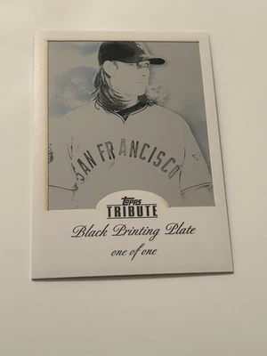 2012 Topps Tribute Tim Lincecum Giants 1/1 Black Printing Plate Card - Image 1 of 2