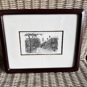 PATRICIA SCOTT KÜNSTLER SIGNIERTER DRUCK Old South Church Nantucket Street Corner  - Bild 1 von 5