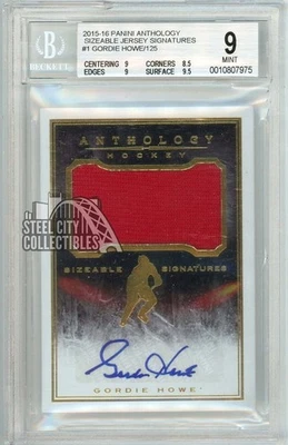 Gordie Howe 2015-16 Anthology Sizeable Jersey Autograph Card #SS-GH 20/125 BGS 9 - Image 1 of 2