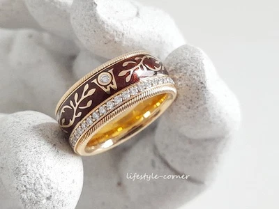 Wellendorff Emaille Brillant Drehring *Karamel / Ref. 6.6943* (Gr. 54) - Bild 1 von 4