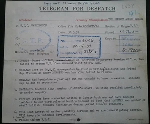 EE. UU. Telegrama Agente Secreto Desaparecido Americana FBI 1951 MI5 Antiguo 007 Historia De Colección - Imagen 1 de 6