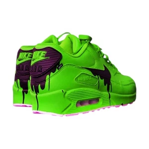 Custom Nike Air Max 90 - Green Black Drip - Hand-Painted - Dripped Nike Shoes - Picture 1 of 2