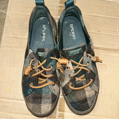 Zapatos informales sin cordones Sperry Top-Sider para mujer mezcla de lana a cuadros 7,5 m usados en excelente estado Foto 1 de 4