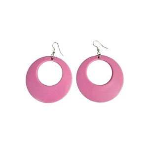 Earrings Vintage Raspberry Pink Hoop Lightweight & Comfortable - Picture 1 of 3