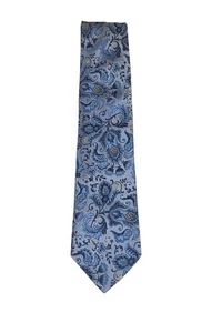 Beautiful XMI Platinum Blue/Yellow Textured Silk Floral Tie - 58” x 4” - Picture 1 of 7